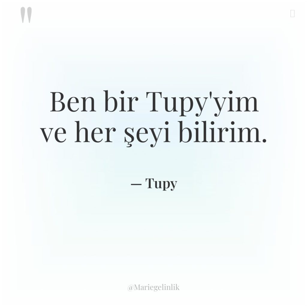 Ben bir Tupy’yim ve her şeyi bilirim.