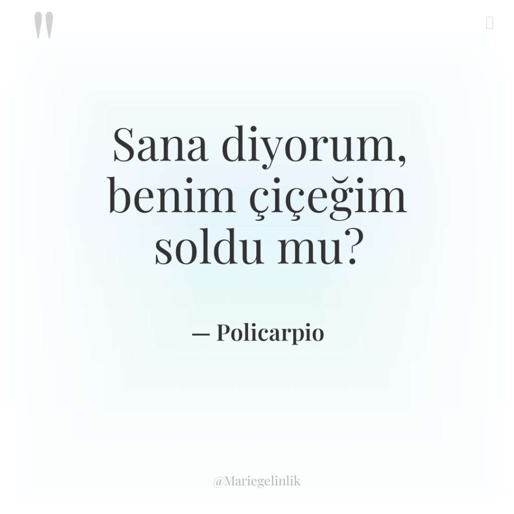 Sana diyorum, benim çiçeğim soldu mu?