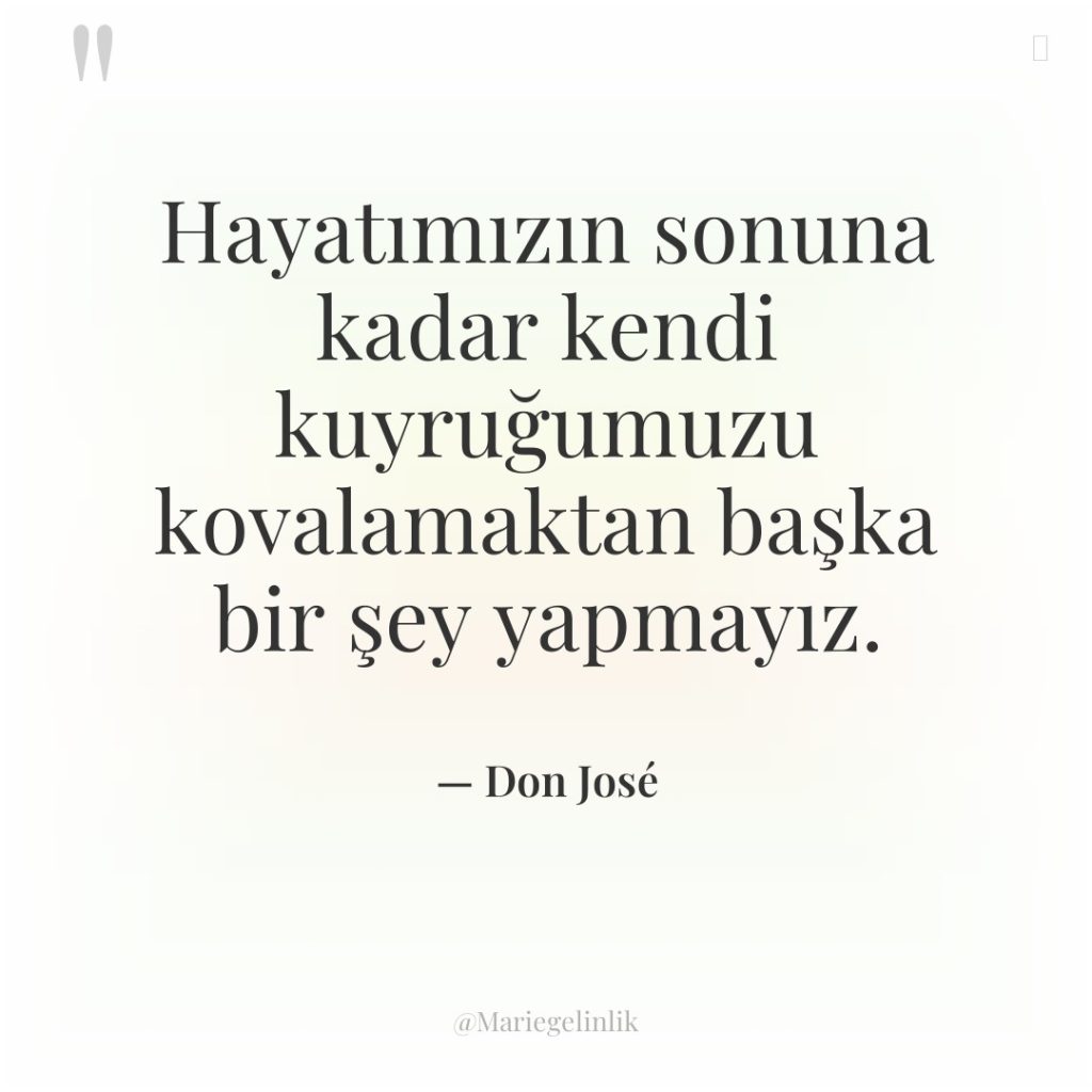 Hayatımızın sonuna kadar kendi kuyruğumuzu kovalamaktan başka bir şey yapmayız.