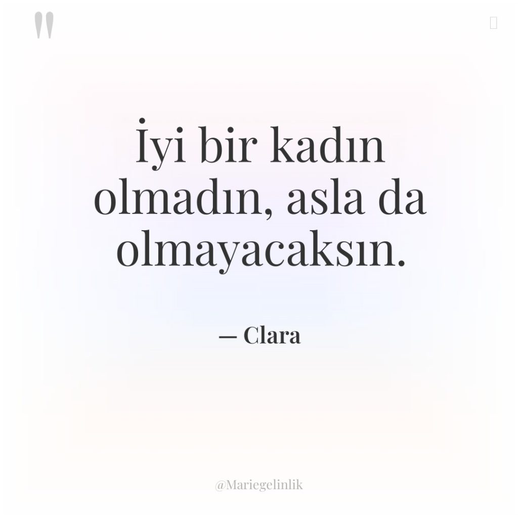 İyi bir kadın olmadın, asla da olmayacaksın.