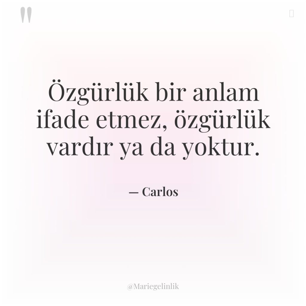 Özgürlük bir anlam ifade etmez, özgürlük vardır ya da yoktur.