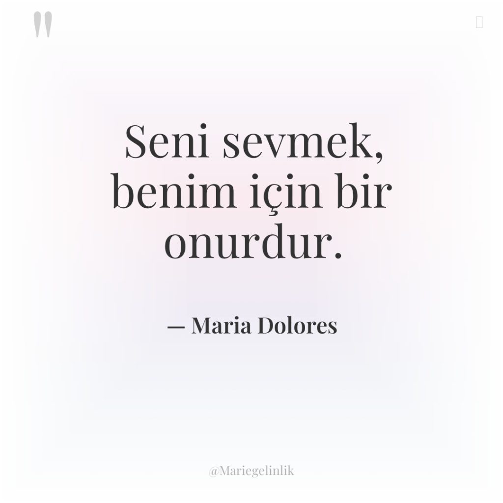 Seni sevmek, benim için bir onurdur.