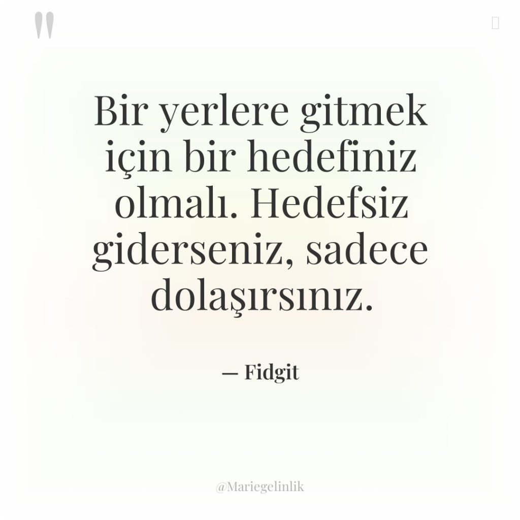 Bir yerlere gitmek için bir hedefiniz olmalı. Hedefsiz giderseniz, sadece…
