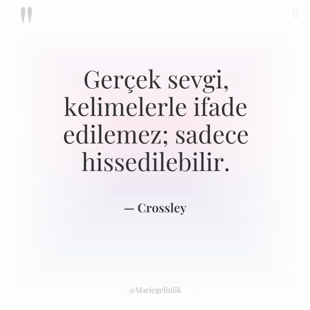 Gerçek sevgi, kelimelerle ifade edilemez; sadece hissedilebilir.