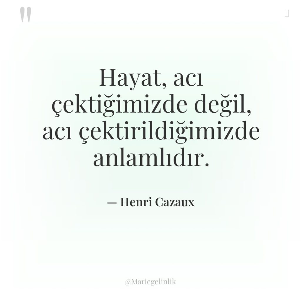 Hayat, acı çektiğimizde değil, acı çektirildiğimizde anlamlıdır.