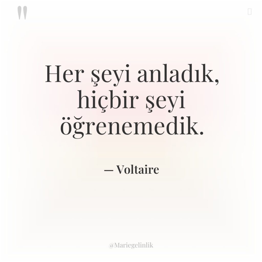 Her şeyi anladık, hiçbir şeyi öğrenemedik.