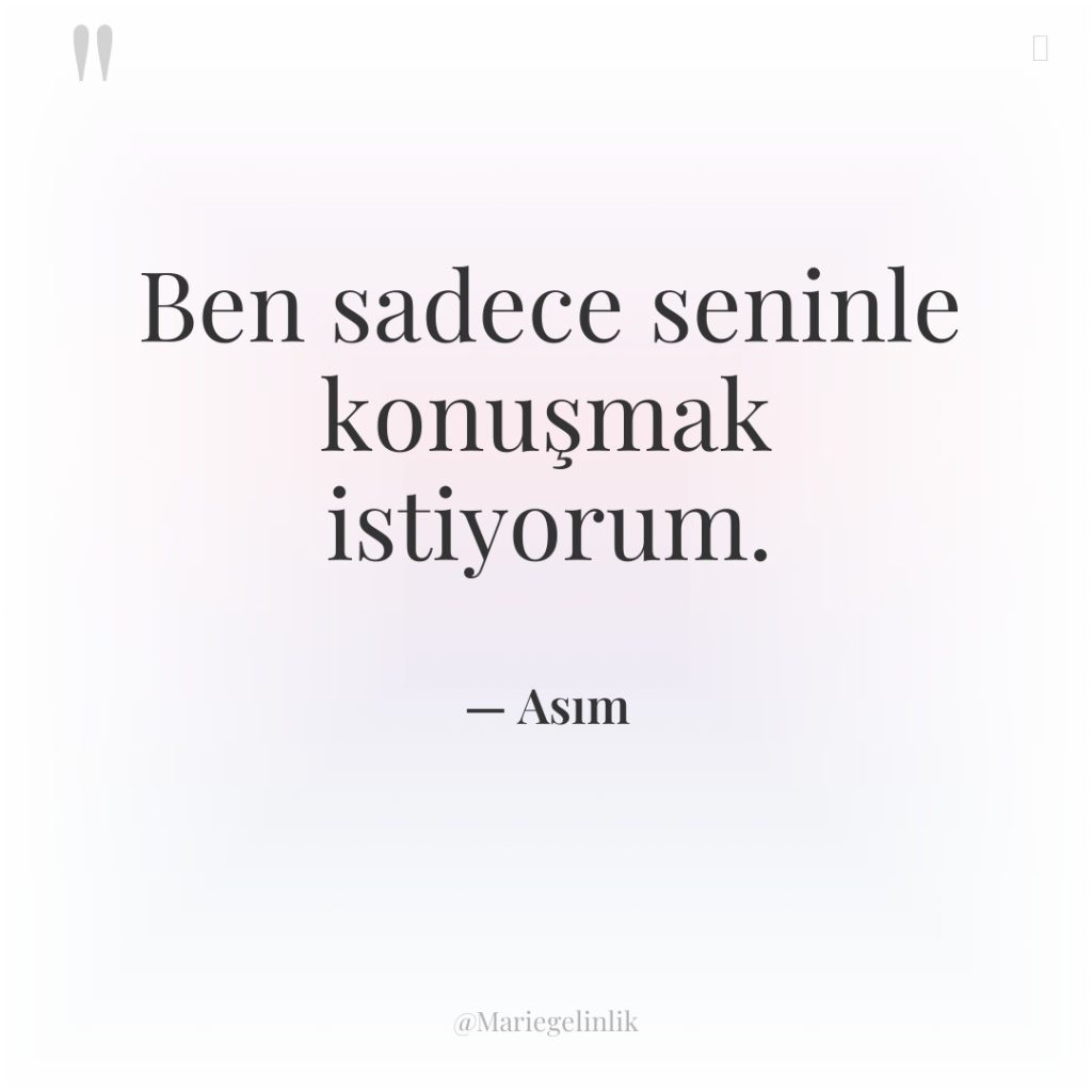 Ben sadece seninle konuşmak istiyorum.