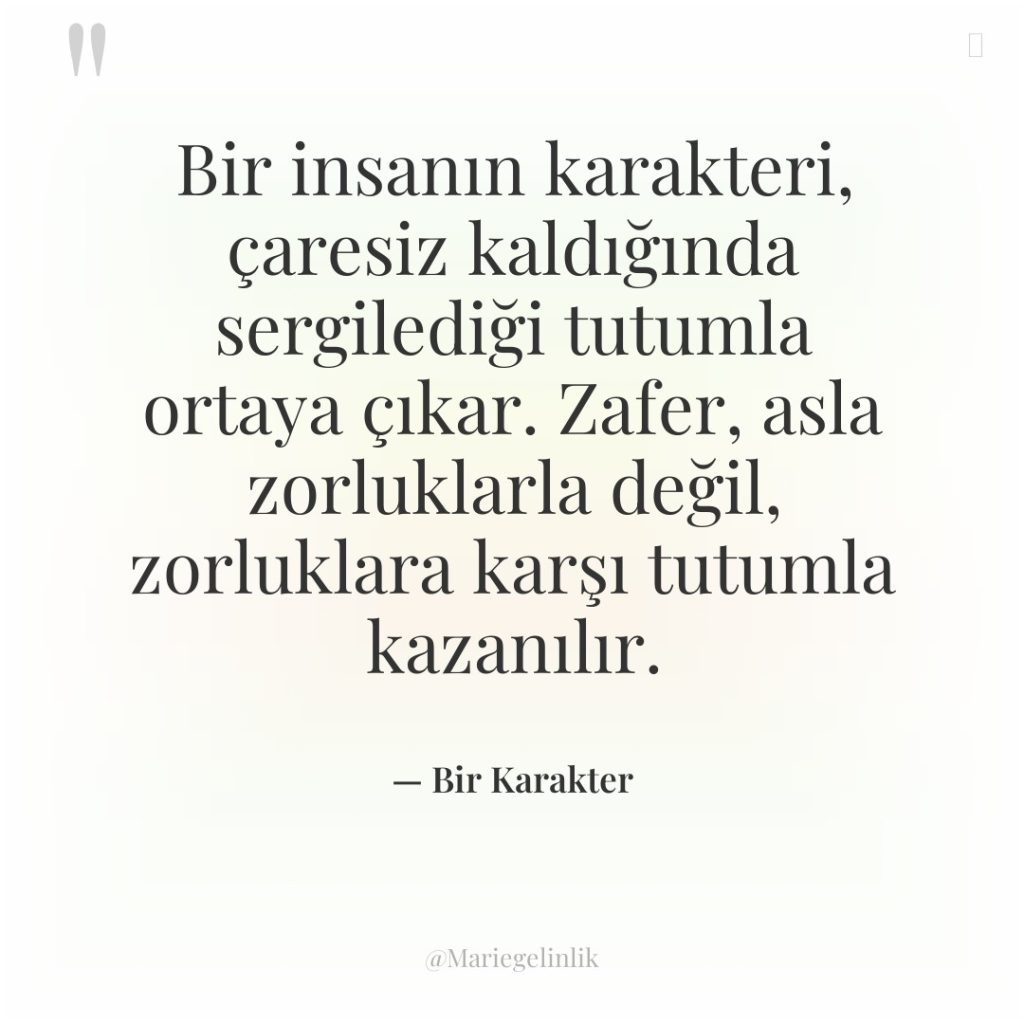 Bir insanın karakteri, çaresiz kaldığında sergilediği tutumla ortaya çıkar. Zafer,…