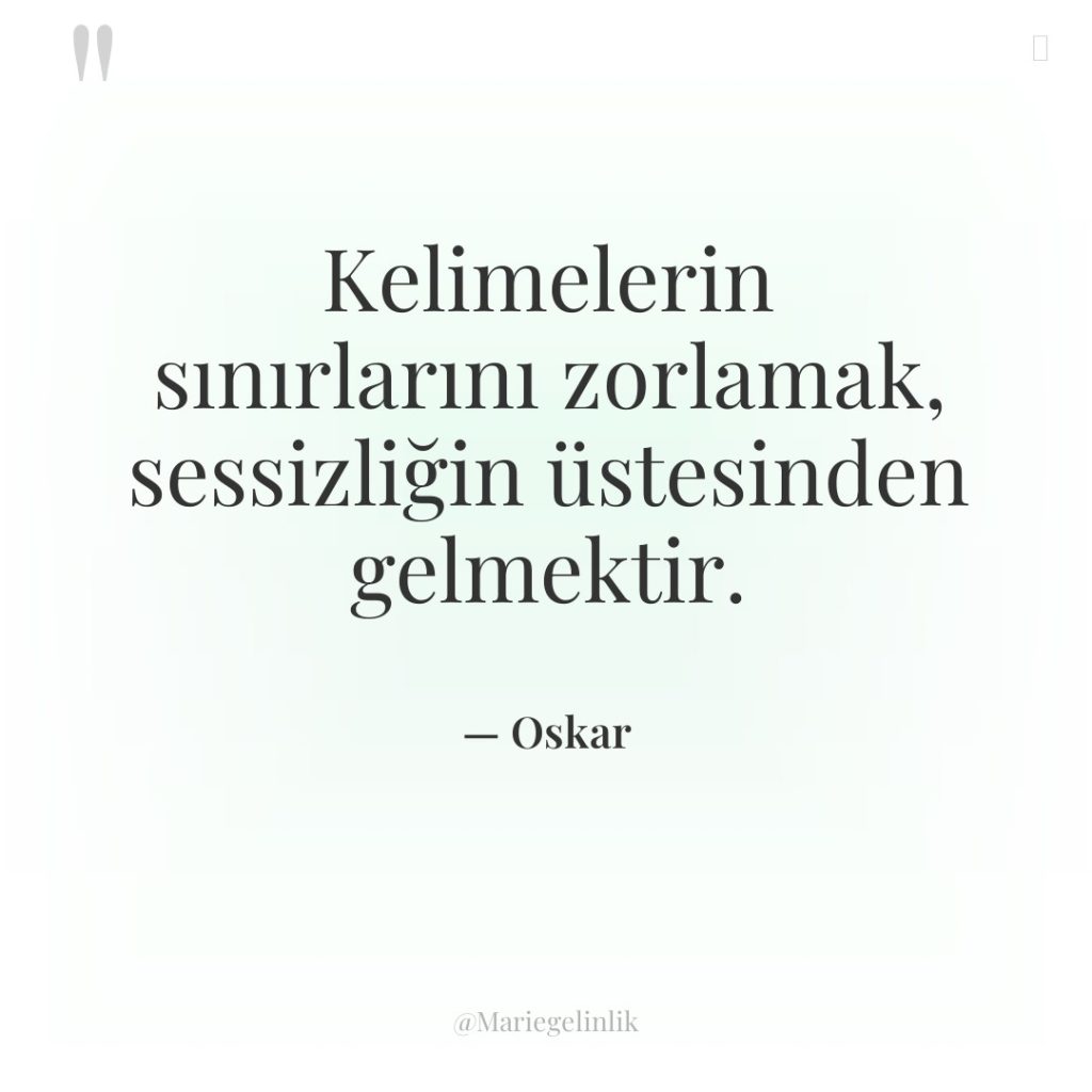 Kelimelerin sınırlarını zorlamak, sessizliğin üstesinden gelmektir.