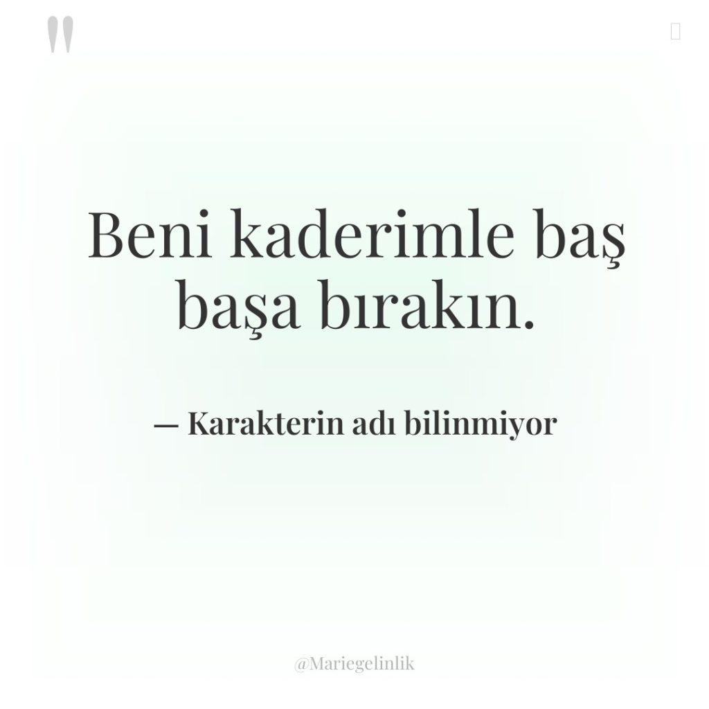 Beni kaderimle baş başa bırakın.