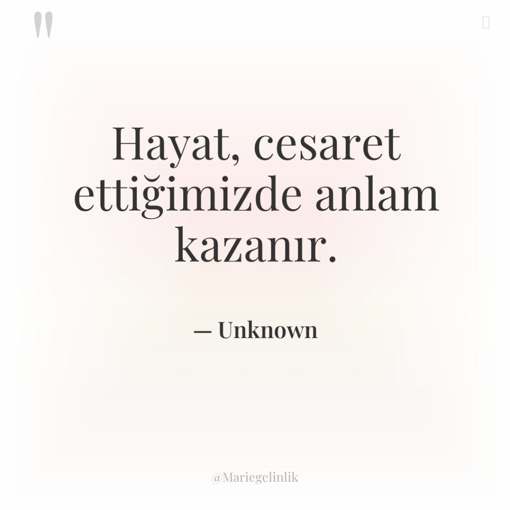 Hayat, cesaret ettiğimizde anlam kazanır.