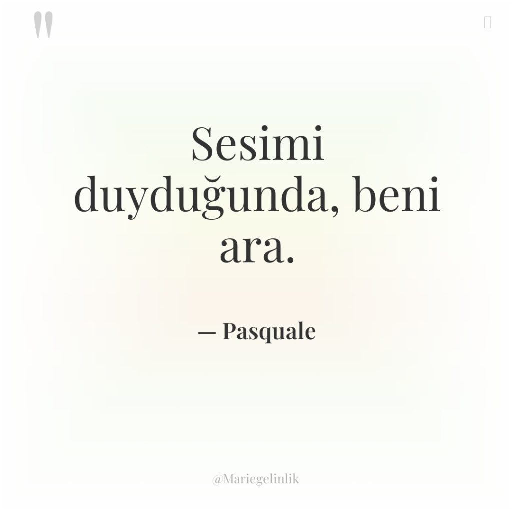 Sesimi duyduğunda, beni ara.