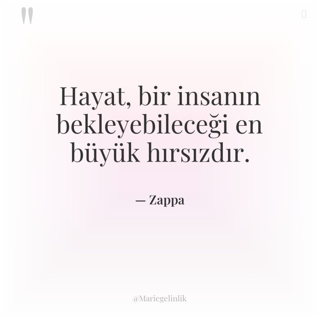 Hayat, bir insanın bekleyebileceği en büyük hırsızdır.