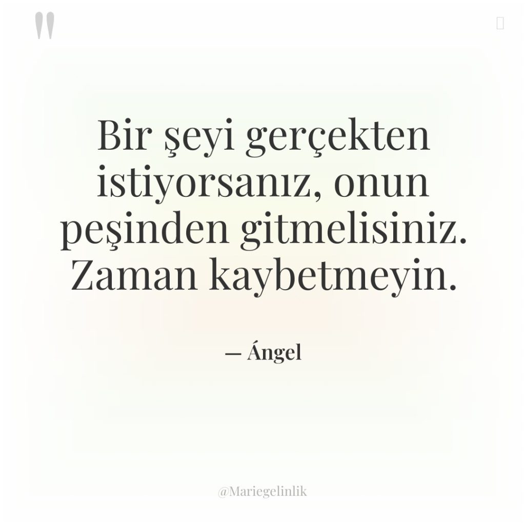 Bir şeyi gerçekten istiyorsanız, onun peşinden gitmelisiniz. Zaman kaybetmeyin.