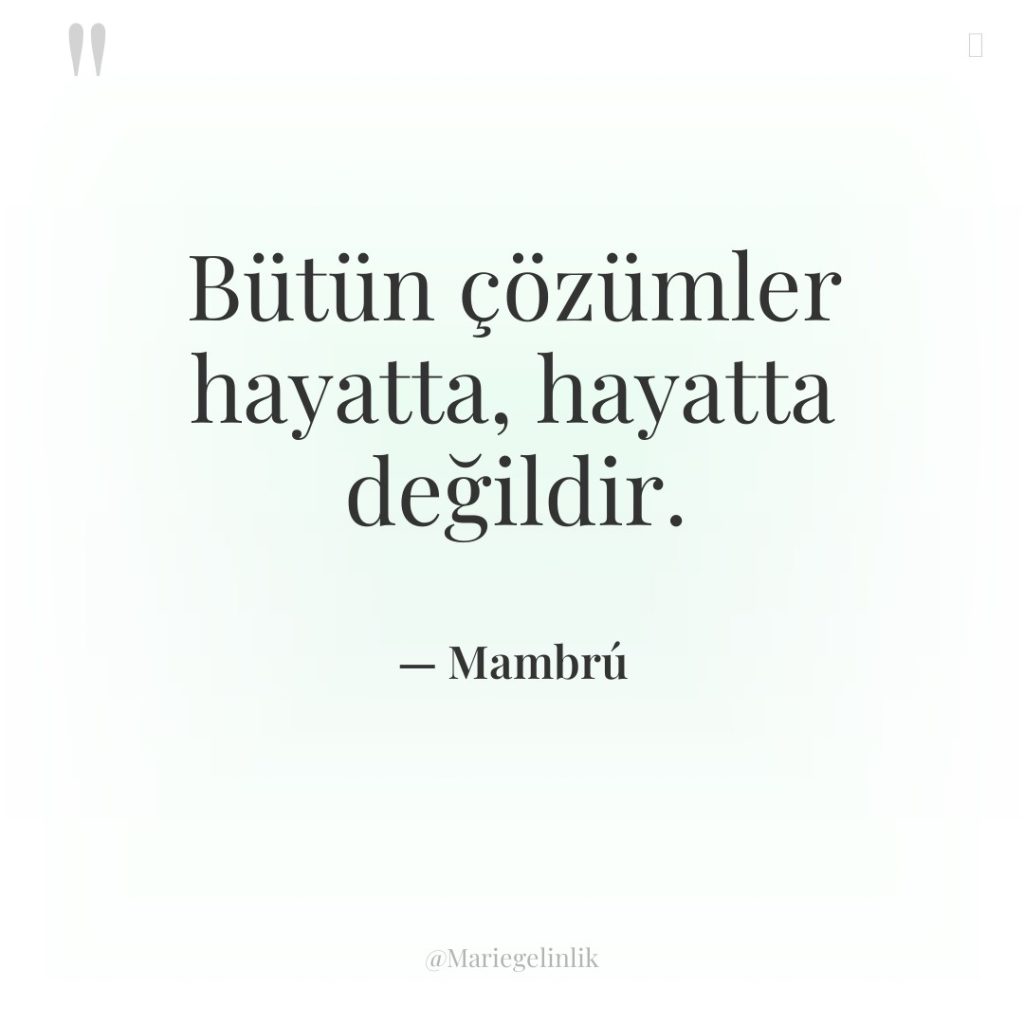 Bütün çözümler hayatta, hayatta değildir.