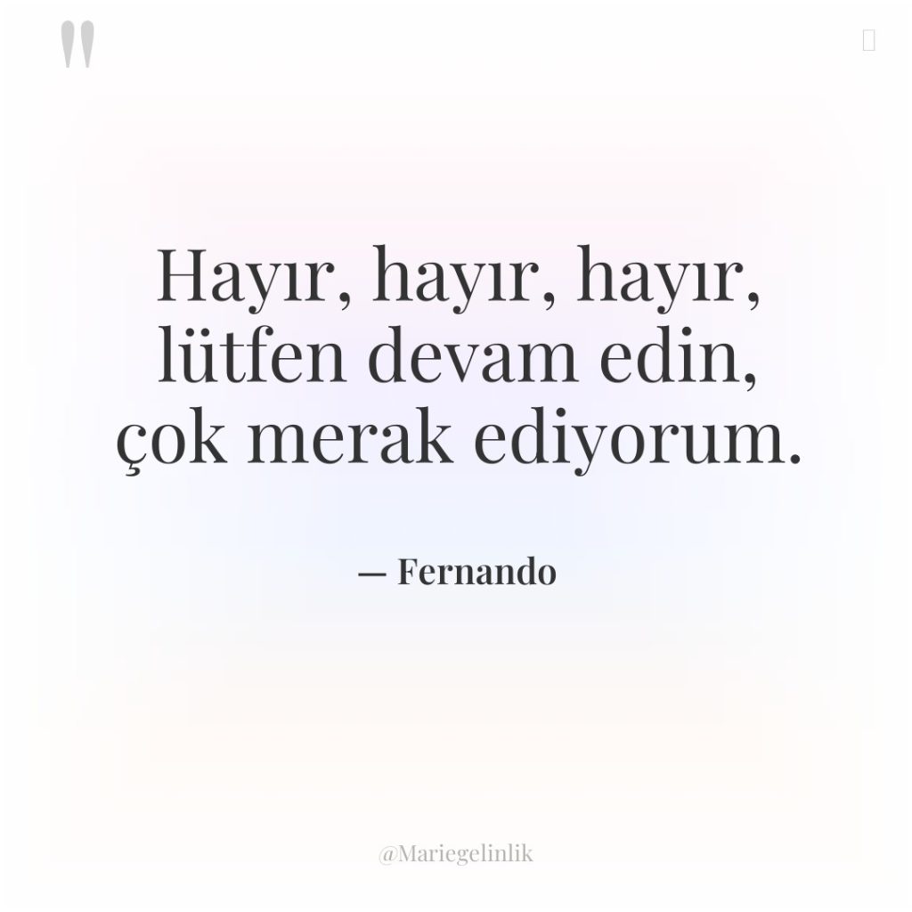 Hayır, hayır, hayır, lütfen devam edin, çok merak ediyorum.