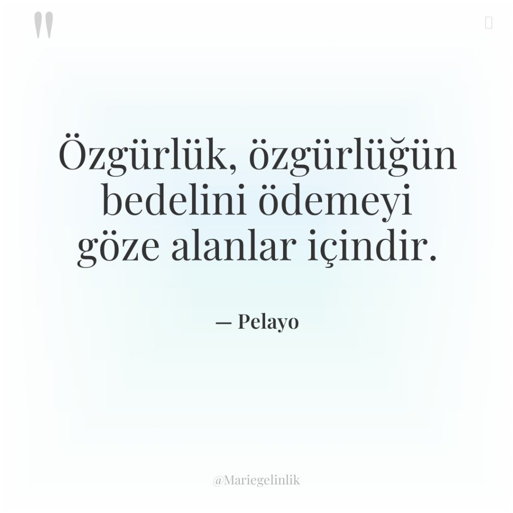 Özgürlük, özgürlüğün bedelini ödemeyi göze alanlar içindir.