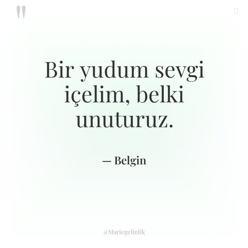 Bir yudum sevgi içelim, belki unuturuz.