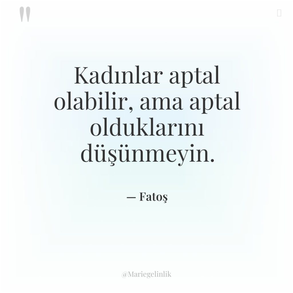 Kadınlar aptal olabilir, ama aptal olduklarını düşünmeyin.