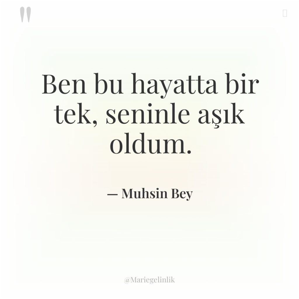 Ben bu hayatta bir tek, seninle aşık oldum.