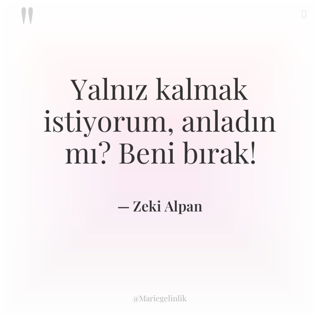 Yalnız kalmak istiyorum, anladın mı? Beni bırak!