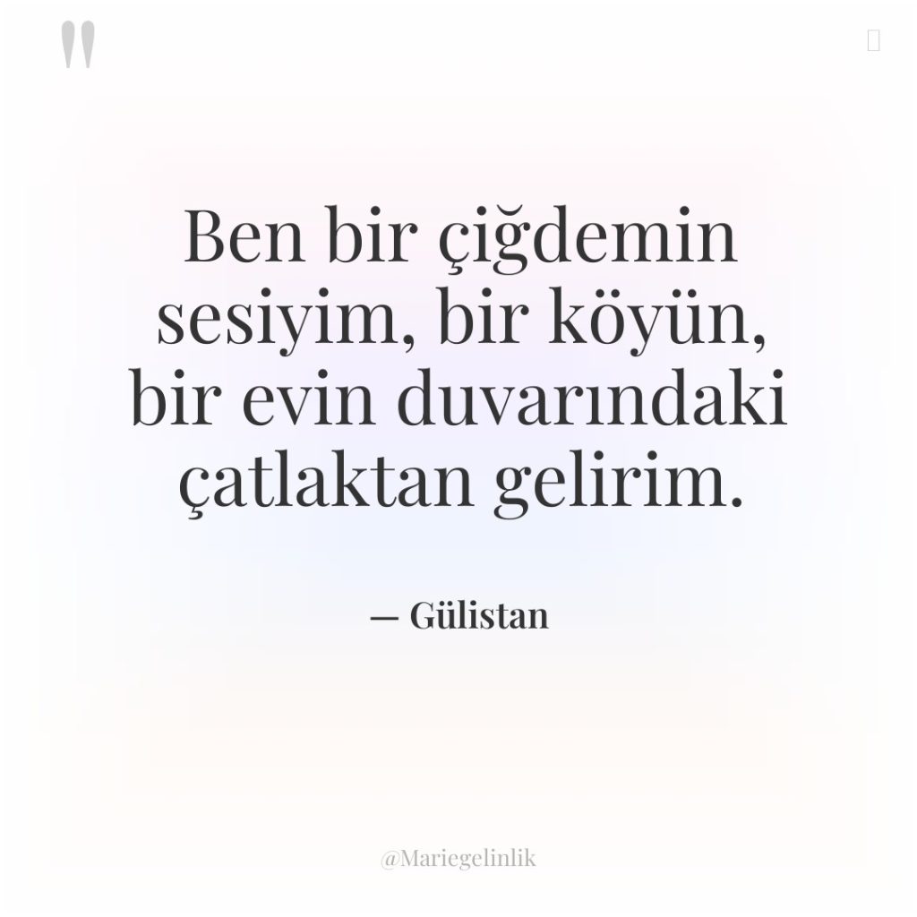 Ben bir çiğdemin sesiyim, bir köyün, bir evin duvarındaki çatlaktan…