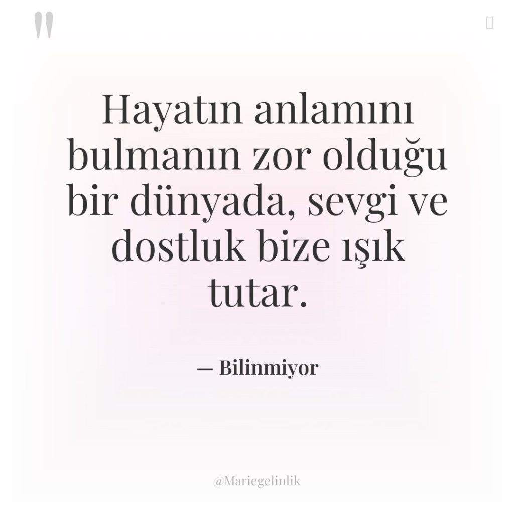 Hayatın anlamını bulmanın zor olduğu bir dünyada, sevgi ve dostluk…