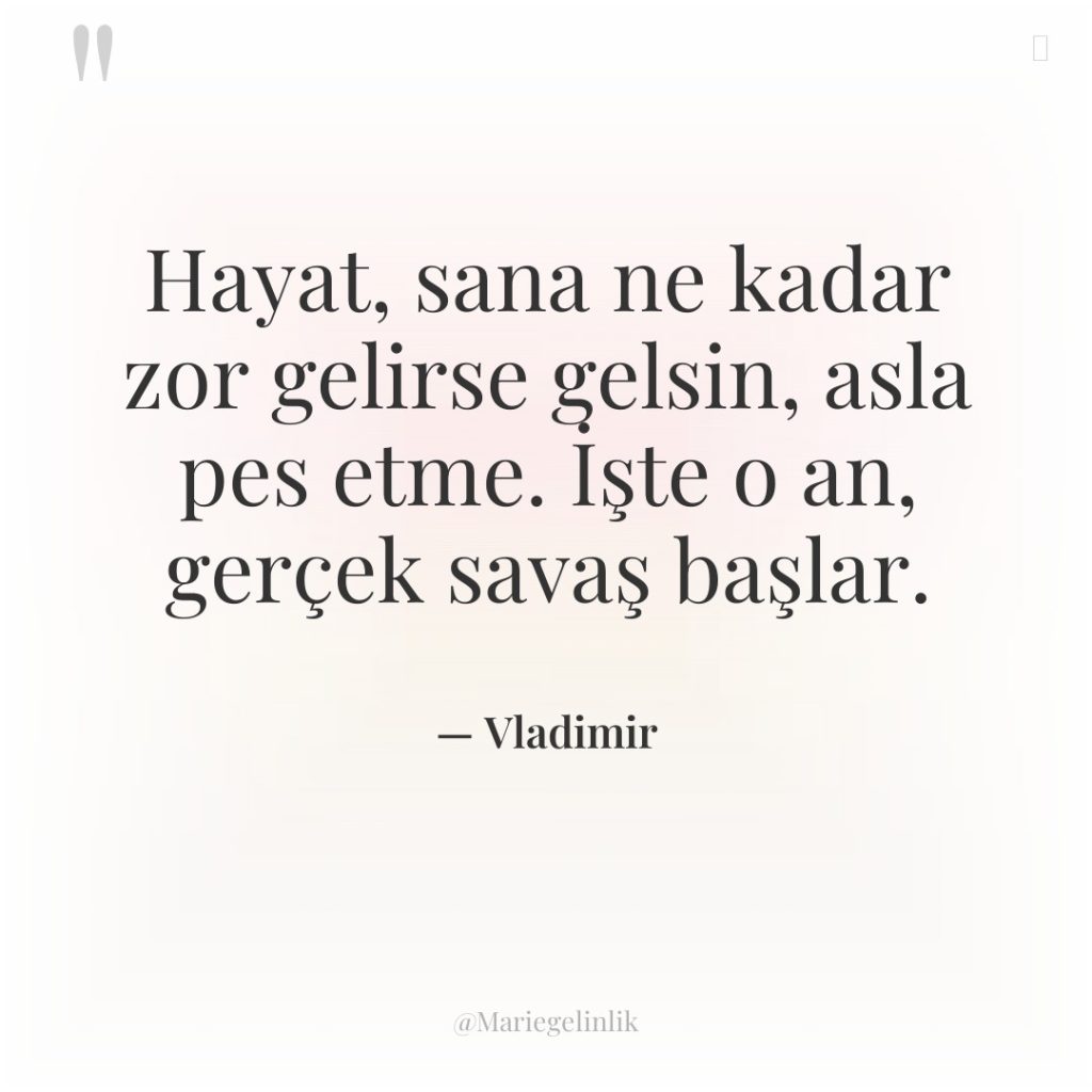 Hayat, sana ne kadar zor gelirse gelsin, asla pes etme….