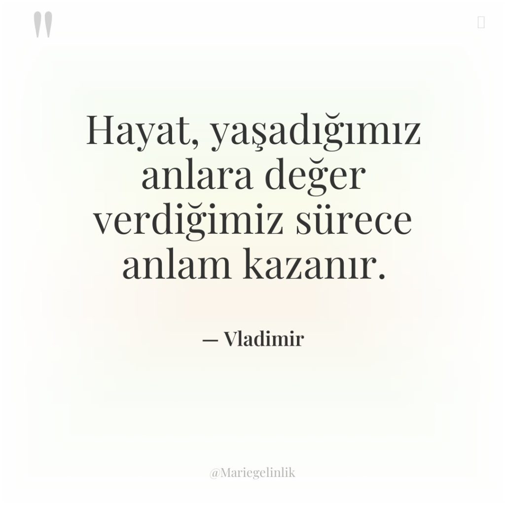 Hayat, yaşadığımız anlara değer verdiğimiz sürece anlam kazanır.