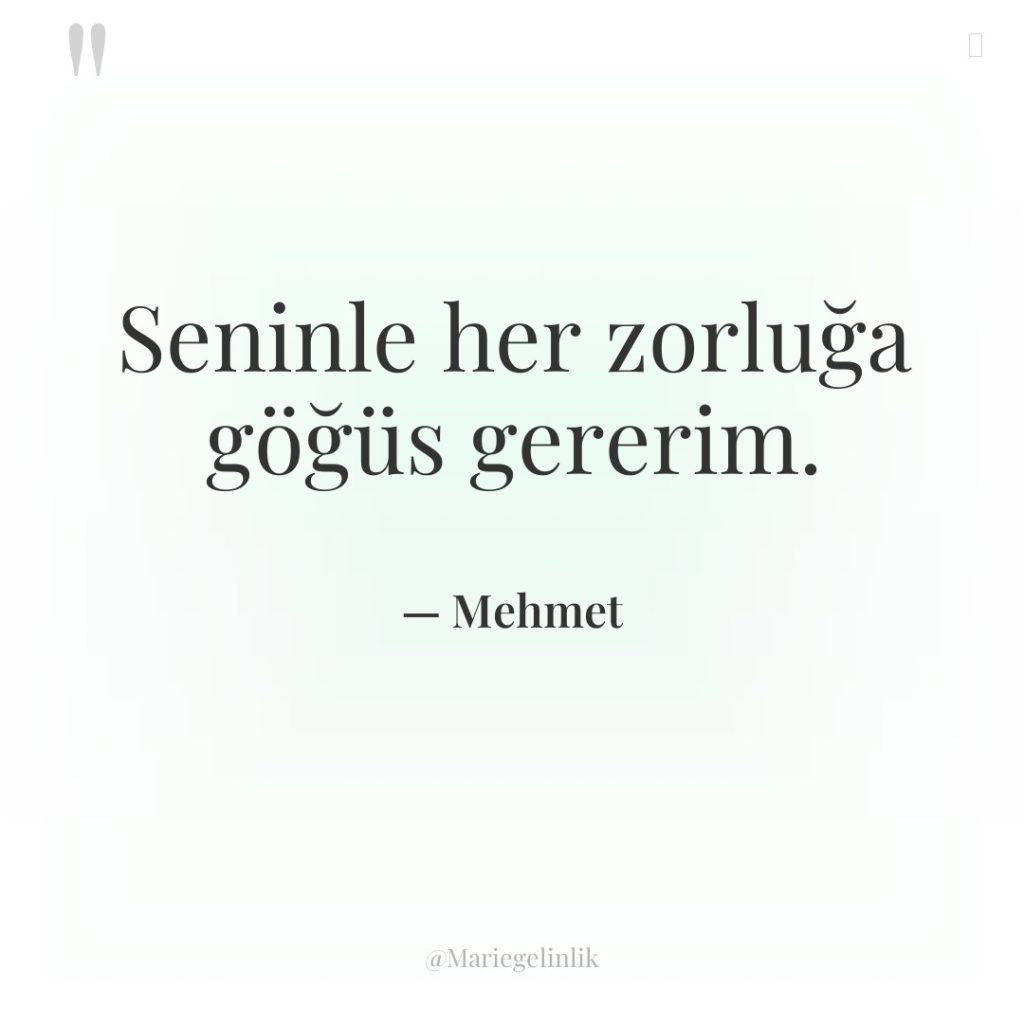 Seninle her zorluğa göğüs gererim.