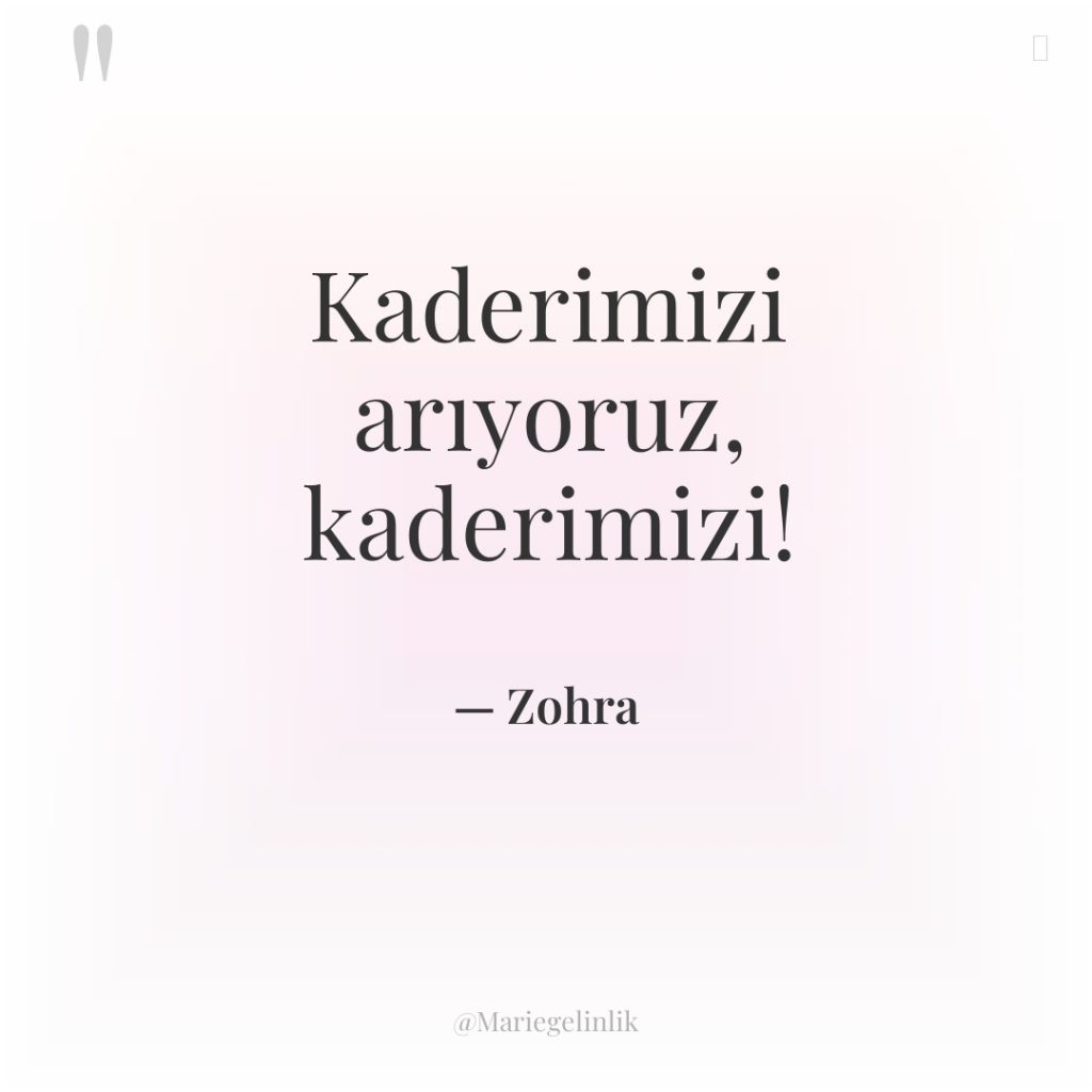 Kaderimizi arıyoruz, kaderimizi!