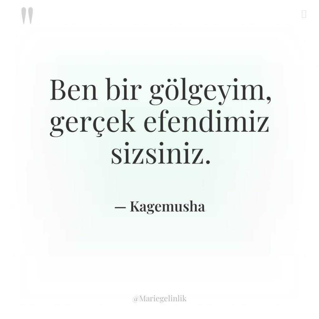 Ben bir gölgeyim, gerçek efendimiz sizsiniz.