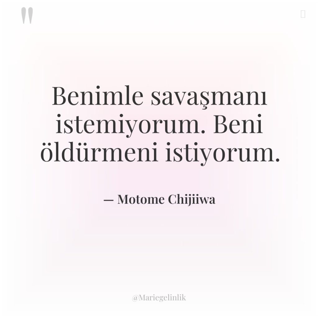 Benimle savaşmanı istemiyorum. Beni öldürmeni istiyorum.