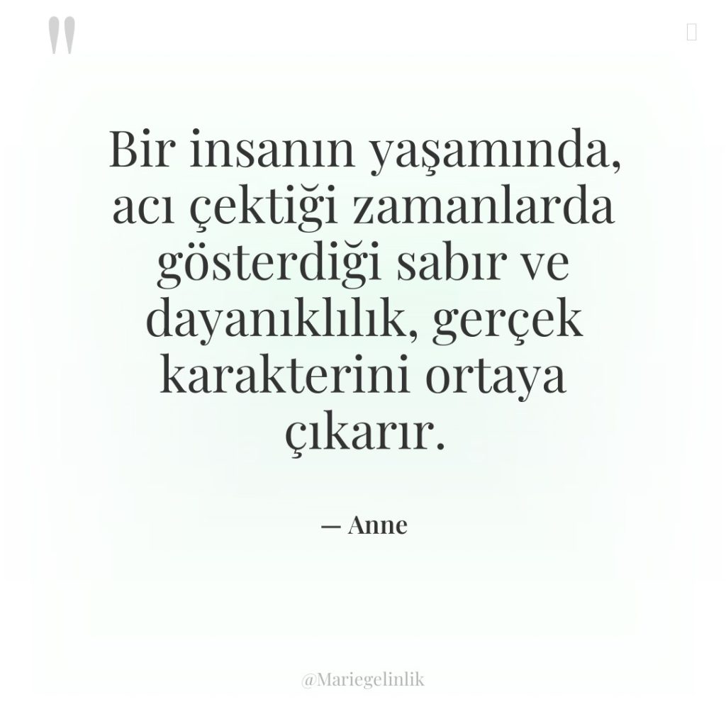 Bir insanın yaşamında, acı çektiği zamanlarda gösterdiği sabır ve dayanıklılık,…