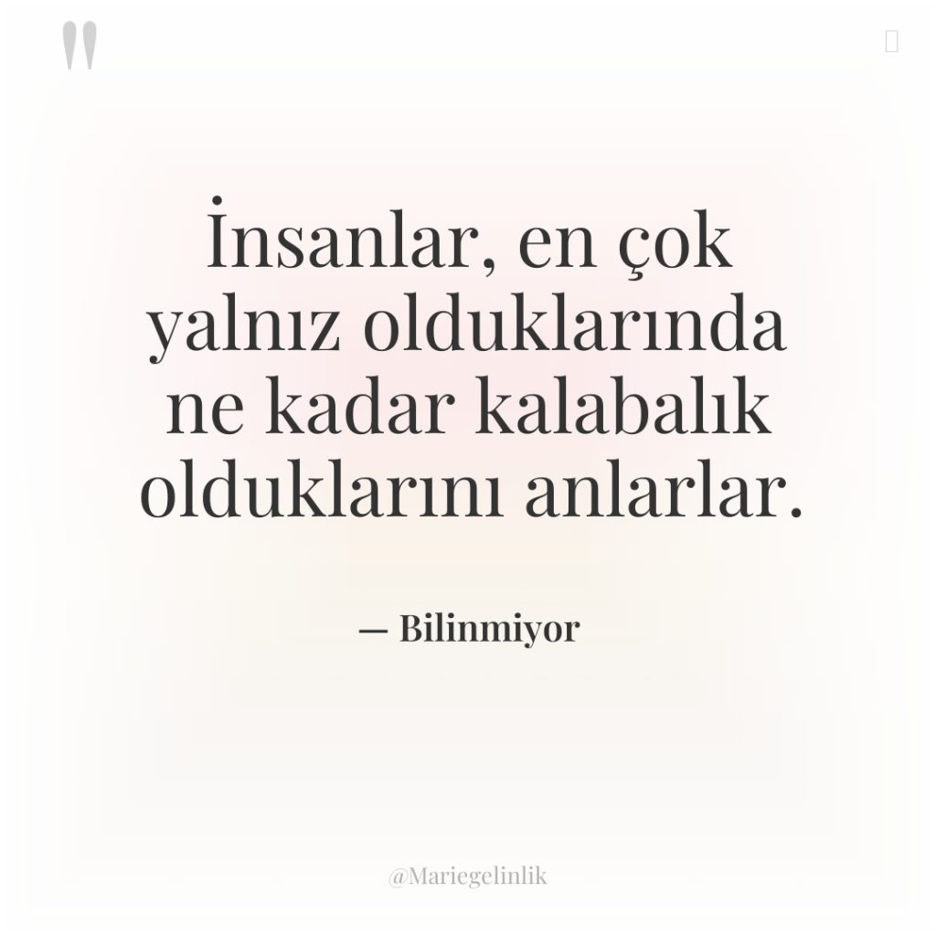 İnsanlar, en çok yalnız olduklarında ne kadar kalabalık olduklarını anlarlar.