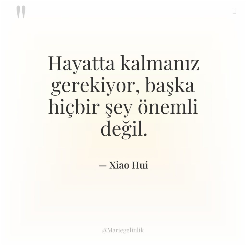 Hayatta kalmanız gerekiyor, başka hiçbir şey önemli değil.