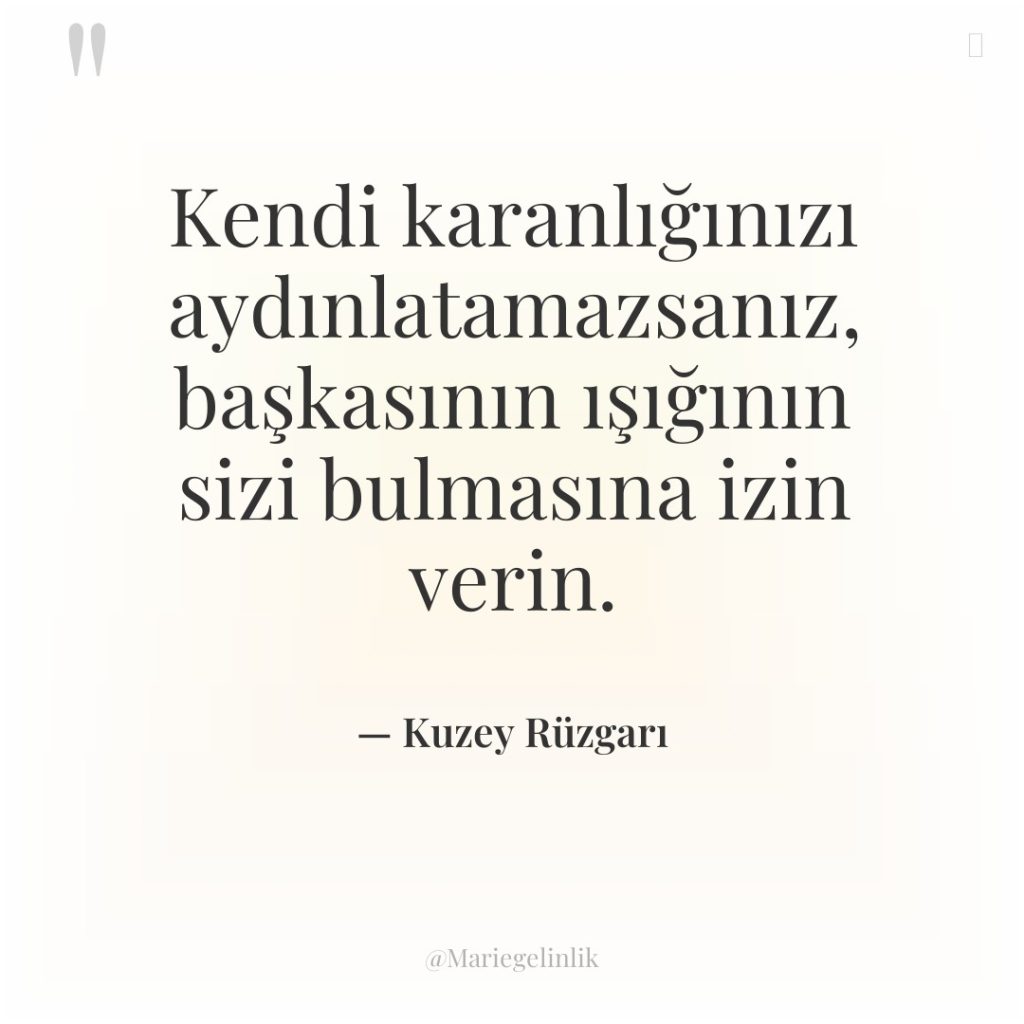 Kendi karanlığınızı aydınlatamazsanız, başkasının ışığının sizi bulmasına izin verin.