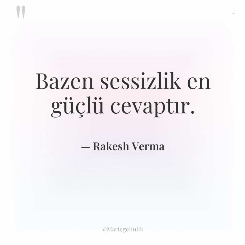 Bazen sessizlik en güçlü cevaptır.