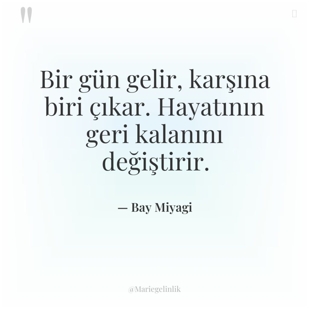 Bir gün gelir, karşına biri çıkar. Hayatının geri kalanını değiştirir.