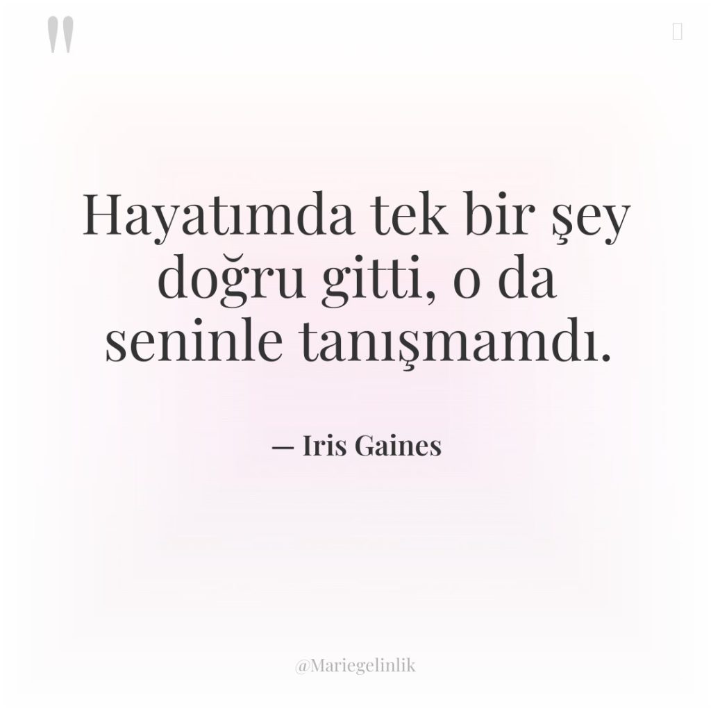 Hayatımda tek bir şey doğru gitti, o da seninle tanışmamdı.