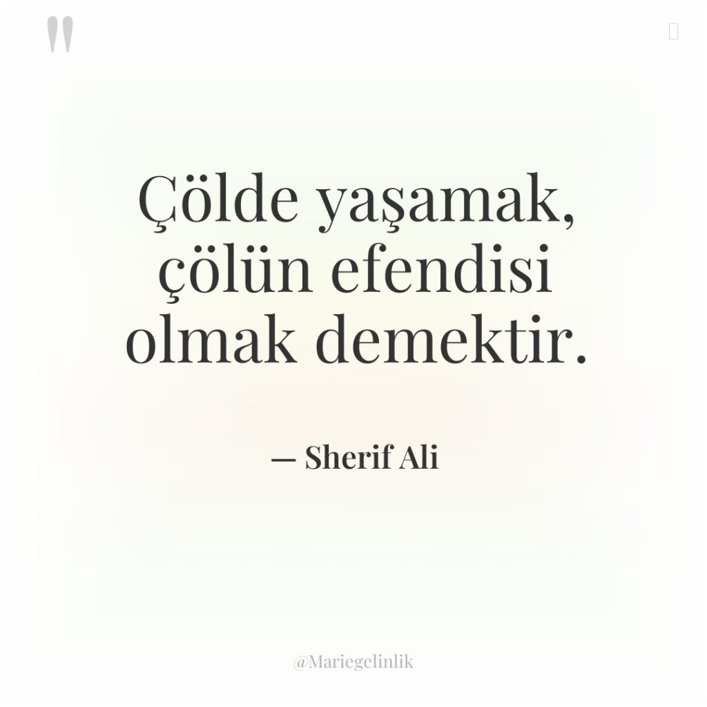 Çölde yaşamak, çölün efendisi olmak demektir.