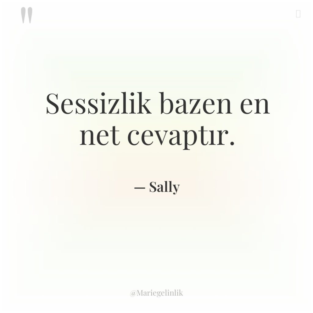 Sessizlik bazen en net cevaptır.