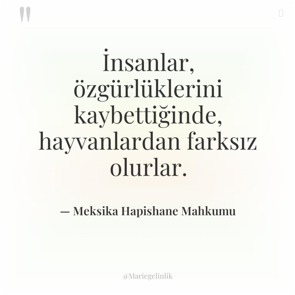 İnsanlar, özgürlüklerini kaybettiğinde, hayvanlardan farksız olurlar.