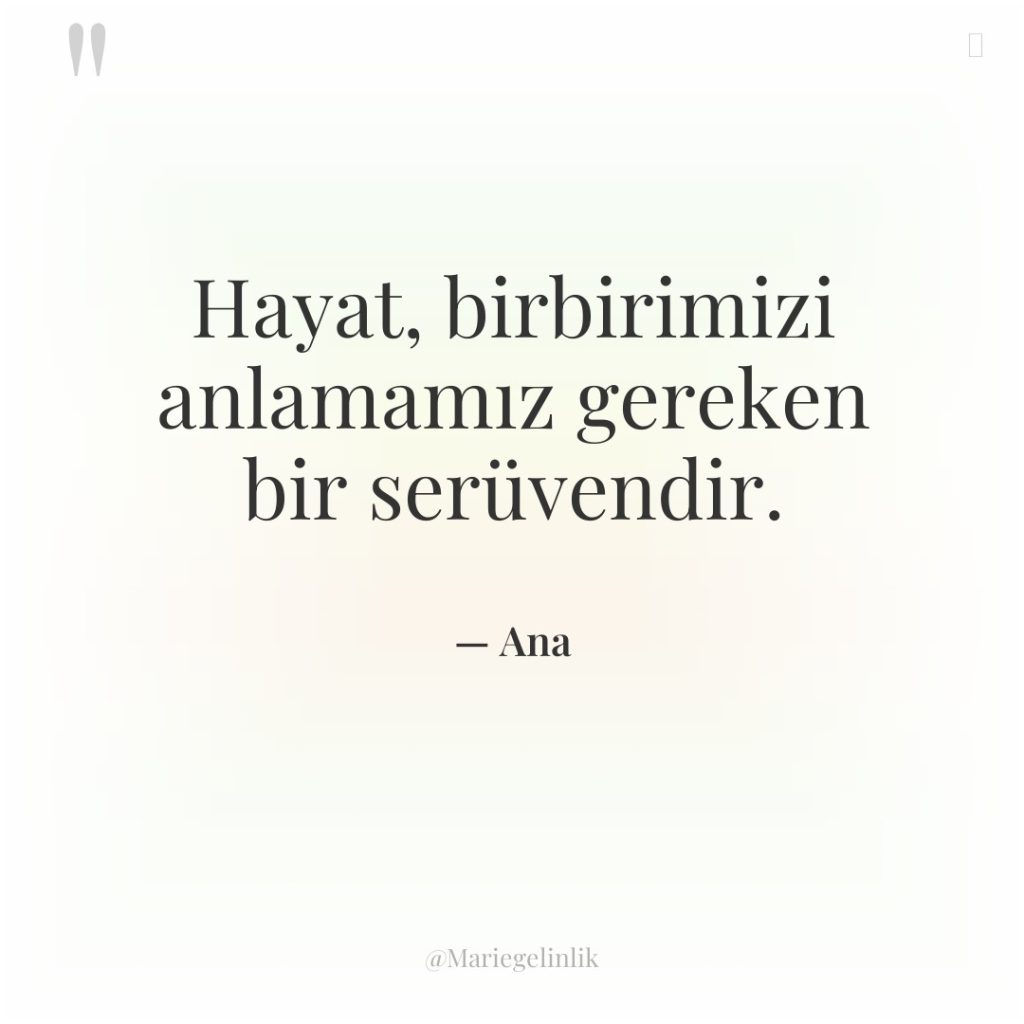 Hayat, birbirimizi anlamamız gereken bir serüvendir.