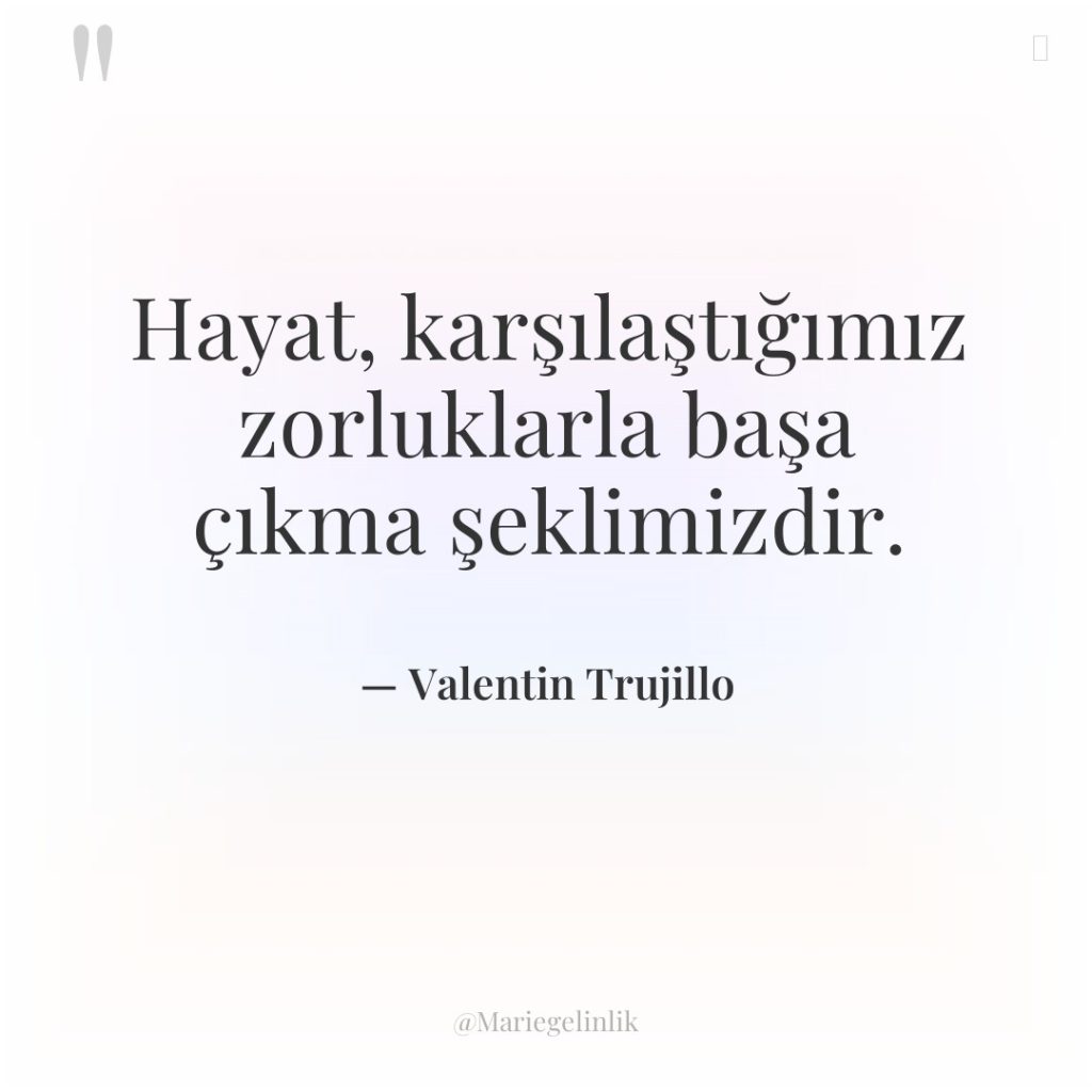 Hayat, karşılaştığımız zorluklarla başa çıkma şeklimizdir.