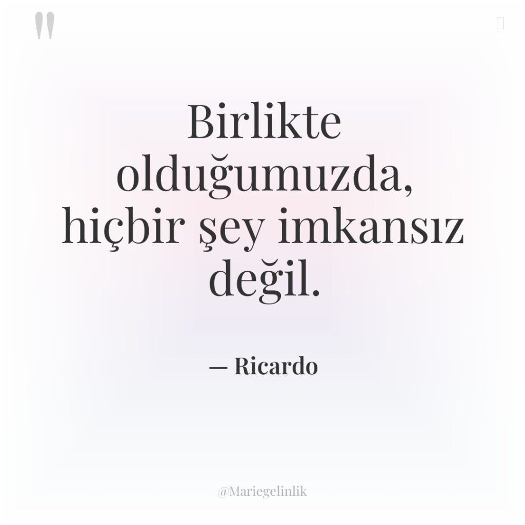 Birlikte olduğumuzda, hiçbir şey imkansız değil.