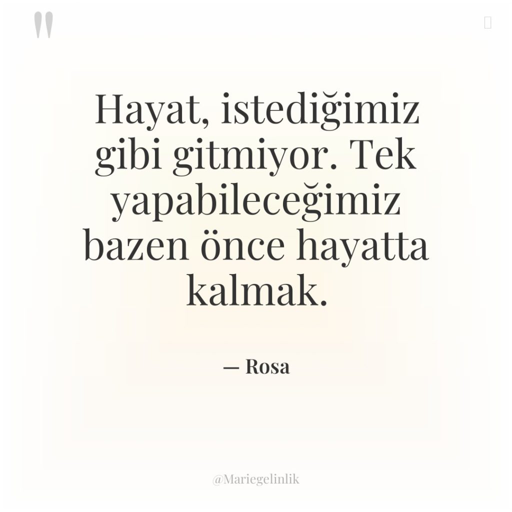 Hayat, istediğimiz gibi gitmiyor. Tek yapabileceğimiz bazen önce hayatta kalmak.