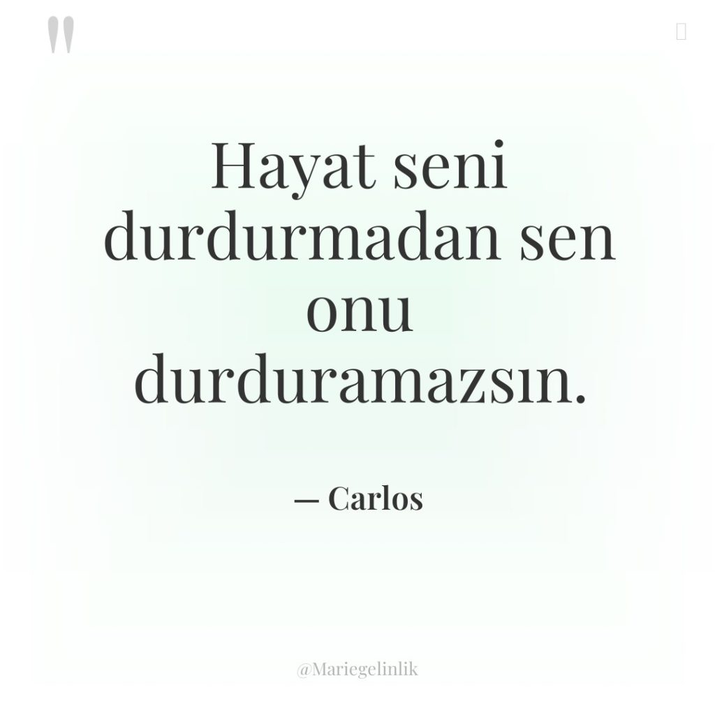 Hayat seni durdurmadan sen onu durduramazsın.