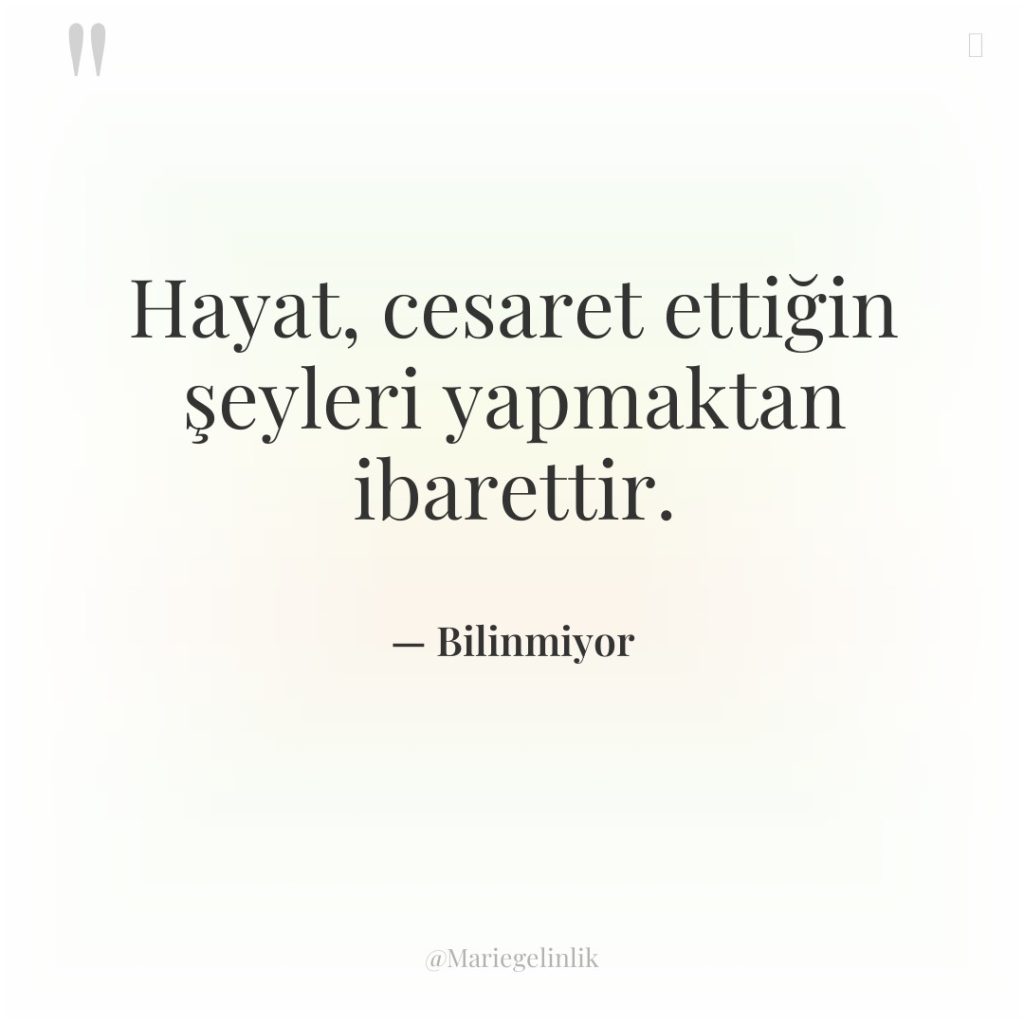 Hayat, cesaret ettiğin şeyleri yapmaktan ibarettir.