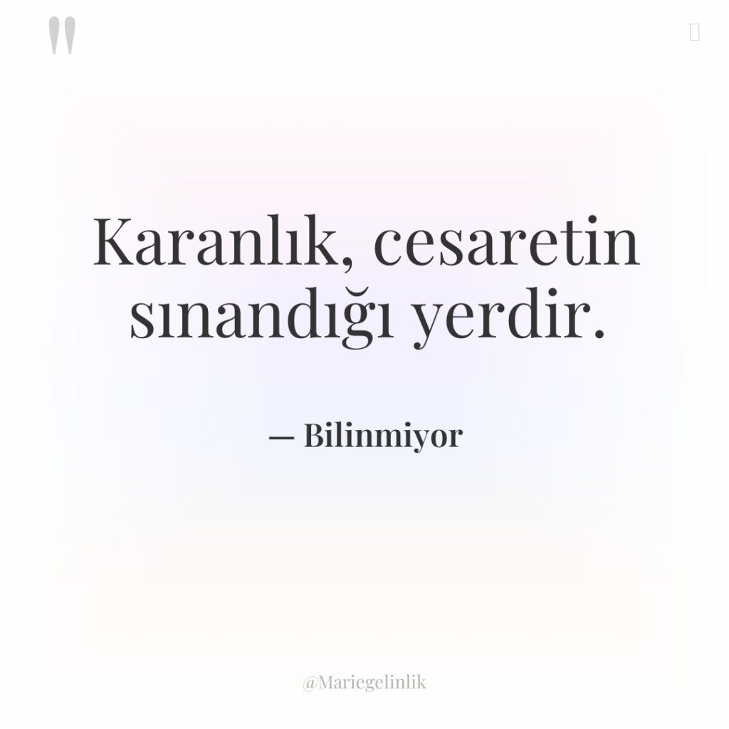 Karanlık, cesaretin sınandığı yerdir.